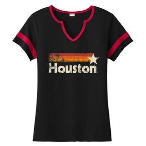 Houston Texas Houston Stripes Strong Old 70s 80s 90s Ladies Halftime Notch Neck Tee