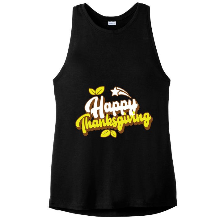 Happy Thanksgiving Holiday Cute Ladies PosiCharge Tri-Blend Wicking Tank