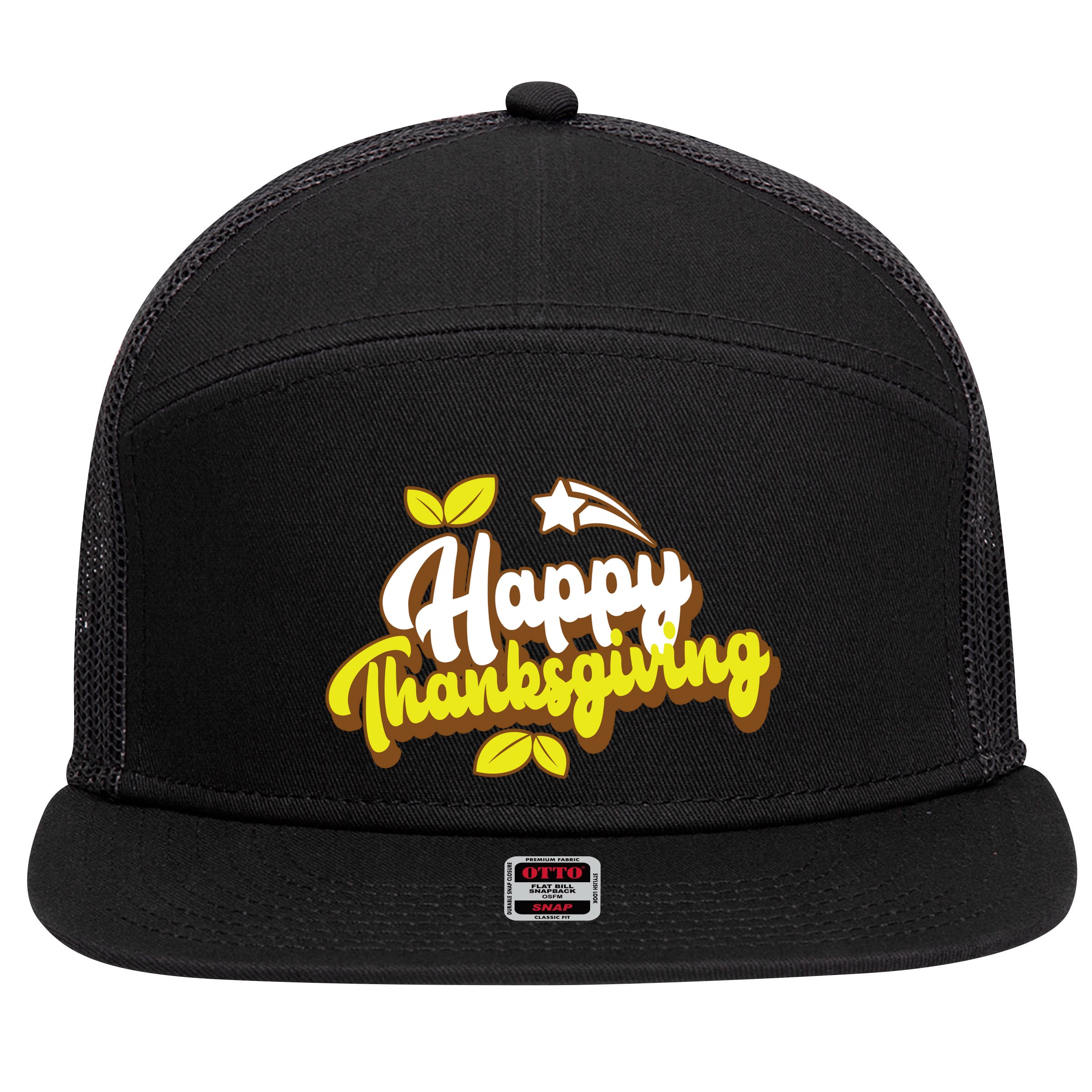 Happy Thanksgiving Holiday Cute 7 Panel Mesh Trucker Snapback Hat
