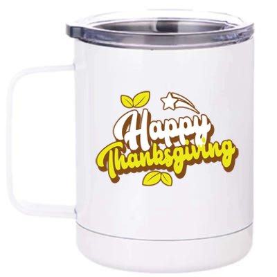 Happy Thanksgiving Holiday Cute 12 oz Stainless Steel Tumbler Cup