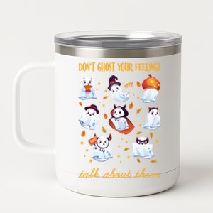 Halloween Tal Health Cute Spooky Ghost Feelings Teacher Gift 12 oz Stainless Steel Tumbler Cup