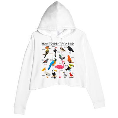 How To Identify A Bird Birds Lover Nature Birdwatcher Crop Fleece Hoodie