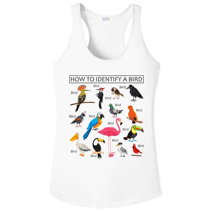 How To Identify A Bird Birds Lover Nature Birdwatcher Ladies PosiCharge Competitor Racerback Tank