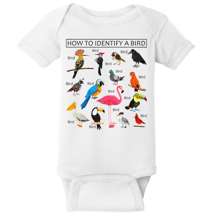 How To Identify A Bird Birds Lover Nature Birdwatcher Baby Bodysuit