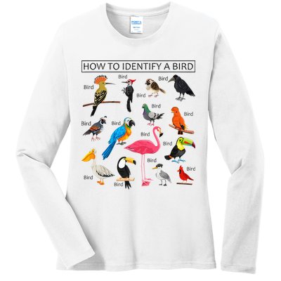 How To Identify A Bird Birds Lover Nature Birdwatcher Ladies Long Sleeve Shirt