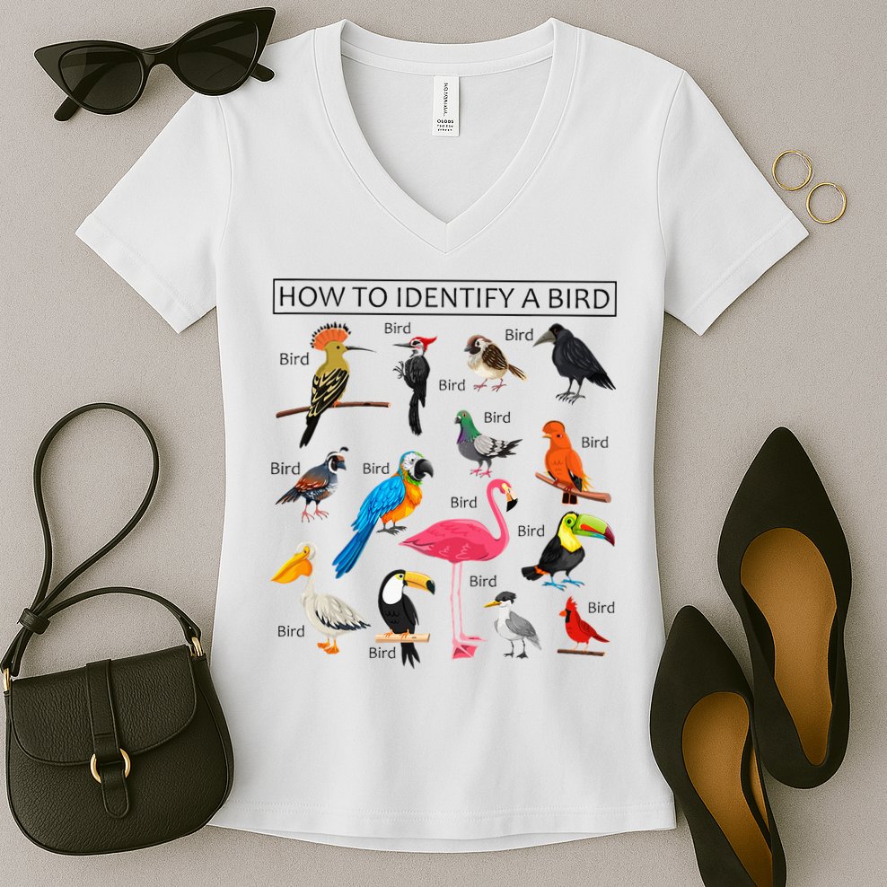 How To Identify A Bird Birds Lover Nature Birdwatcher Women's V-Neck T-Shirt