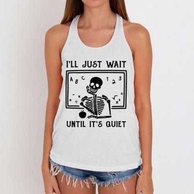 Halloween Teacher Ill Just Wait Until Its Quiet Women's Knotted Racerback Tank