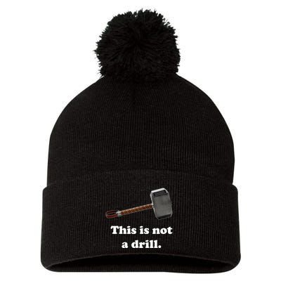 Hammer This Is Not A Drill Pom Pom 12in Knit Beanie