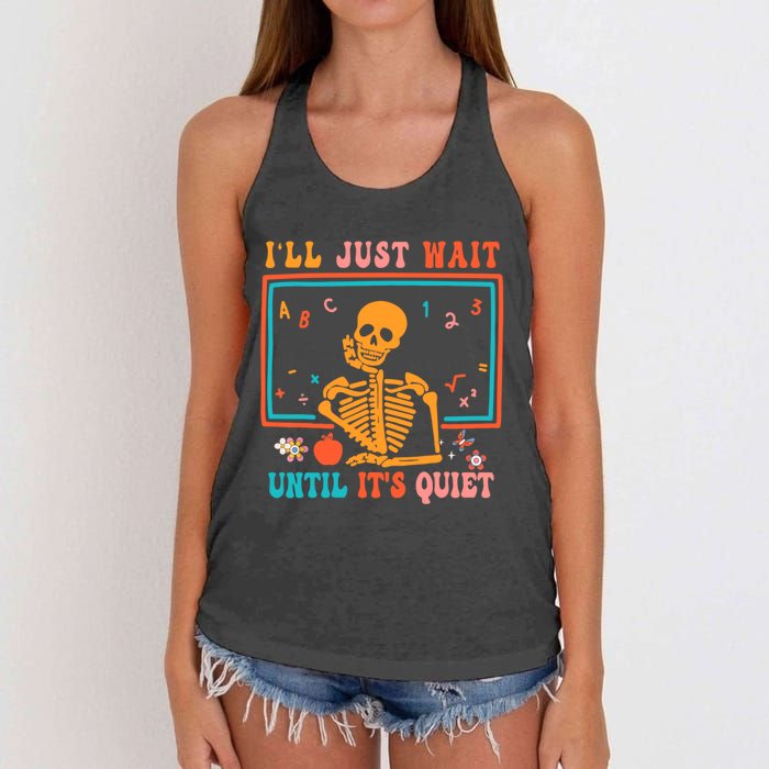 Halloween Teacher Ill Just Wait Until Its Quiet Women's Knotted Racerback Tank