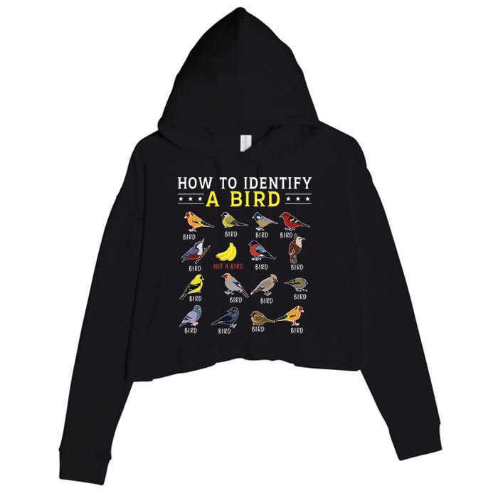 How To Identify A Bird Bird Watcher Bird Lover Crop Fleece Hoodie
