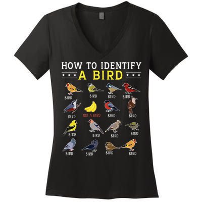 How To Identify A Bird Bird Watcher Bird Lover Women's V-Neck T-Shirt
