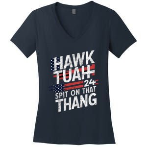 Hawk Tauh Inspirational Patriotic Design Women's V-Neck T-Shirt