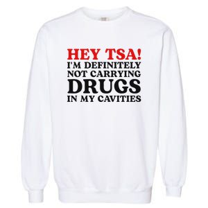 Hey Tsa IM Definitely Not Carrying Drugs In My Cavities Garment-Dyed Sweatshirt