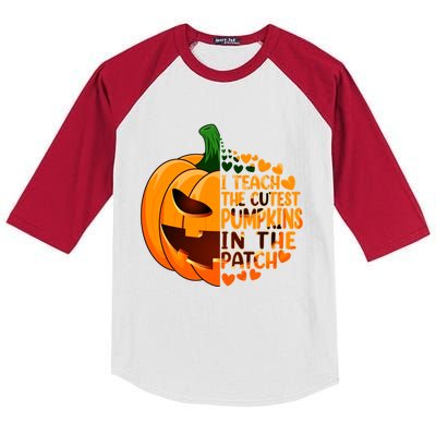 Halloween Teacher I Teach The Cutest Pumpkins In The Patch Gift Kids Colorblock Raglan Jersey