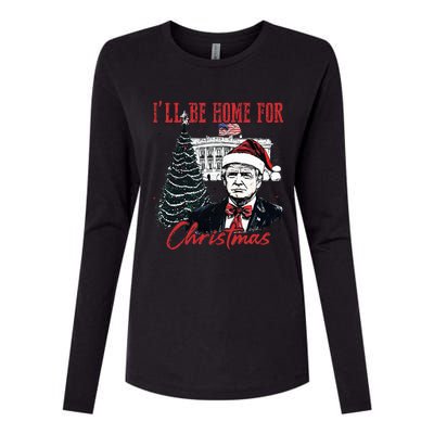 Humorous Trump Ill Be Home For Christmas 2024 Womens Cotton Relaxed Long Sleeve T-Shirt