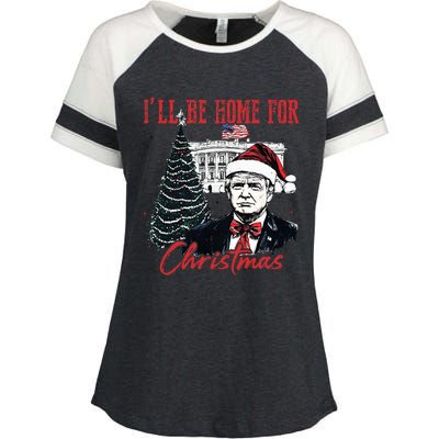 Humorous Trump Ill Be Home For Christmas 2024 Enza Ladies Jersey Colorblock Tee