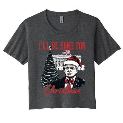 Humorous Trump Ill Be Home For Christmas 2024 Women's Crop Top Tee