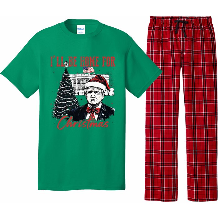 Humorous Trump Ill Be Home For Christmas 2024 Pajama Set