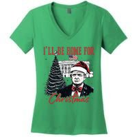 Humorous Trump Ill Be Home For Christmas 2024 Women's V-Neck T-Shirt