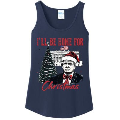 Humorous Trump Ill Be Home For Christmas 2024 Ladies Essential Tank