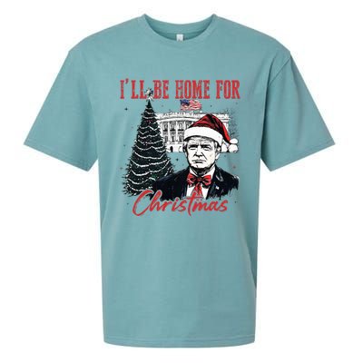 Humorous Trump Ill Be Home For Christmas 2024 Sueded Cloud Jersey T-Shirt