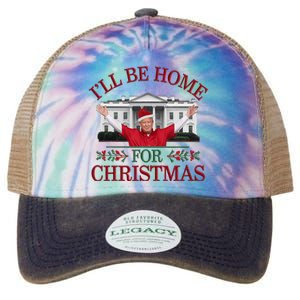 Humorous Trump I’Ll Be Home For Christmas 2024 Legacy Tie Dye Trucker Hat