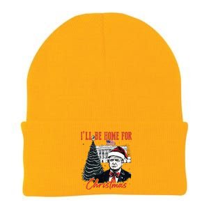 Humorous Trump Ill Be Home For Christmas 2024 Knit Cap Winter Beanie