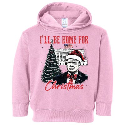 Humorous Trump Ill Be Home For Christmas 2024 Toddler Hoodie