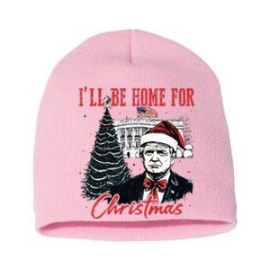 Humorous Trump Ill Be Home For Christmas 2024 Short Acrylic Beanie