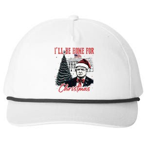 Humorous Trump Ill Be Home For Christmas 2024 Snapback Five-Panel Rope Hat