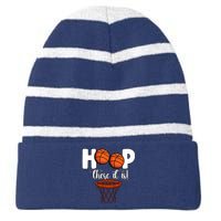 Hoop There It Is Basketball Players Fans Striped Beanie with Solid Band