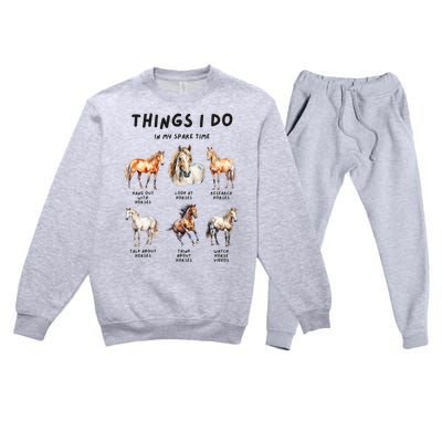 Horse Things I Do In My Leisure Time Premium Crewneck Sweatsuit Set