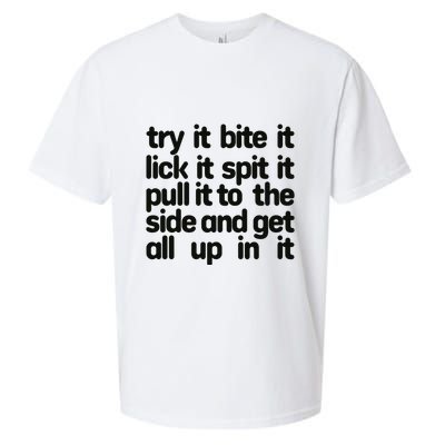Hard222soft Try It Bite It Lick It Spit It Pull It To The Side And Get All Up In Sueded Cloud Jersey T-Shirt