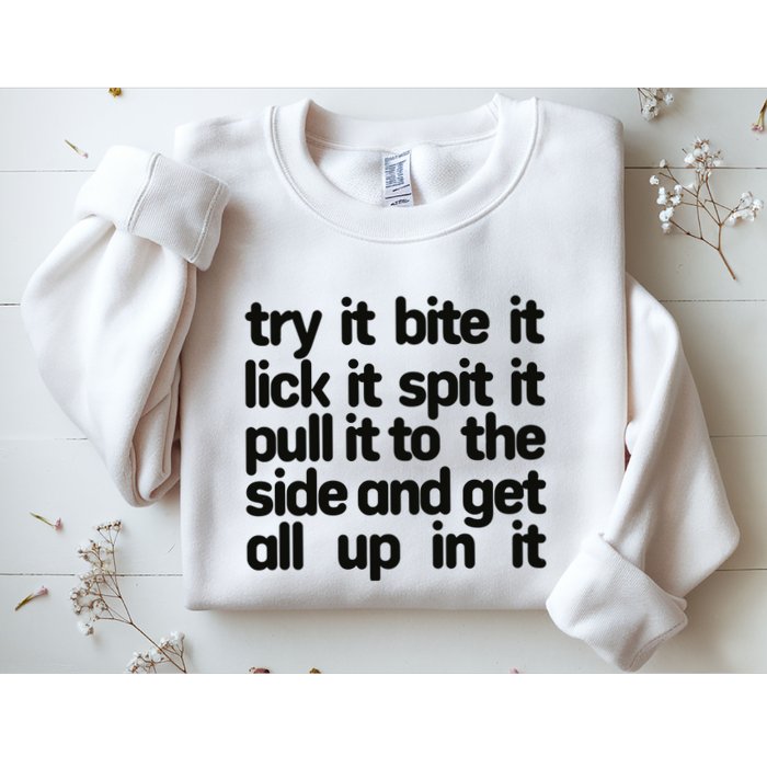 Hard222soft Try It Bite It Lick It Spit It Pull It To The Side And Get All Up In Sweatshirt