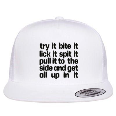 Hard222soft Try It Bite It Lick It Spit It Pull It To The Side And Get All Up In Flatbill Hat