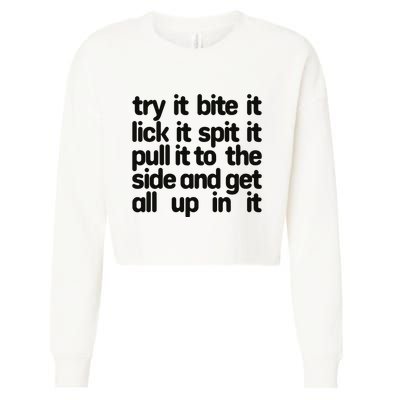 Hard222soft Try It Bite It Lick It Spit It Pull It To The Side And Get All Up In Cropped Pullover Crew