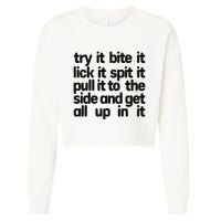 Hard222soft Try It Bite It Lick It Spit It Pull It To The Side And Get All Up In Cropped Pullover Crew