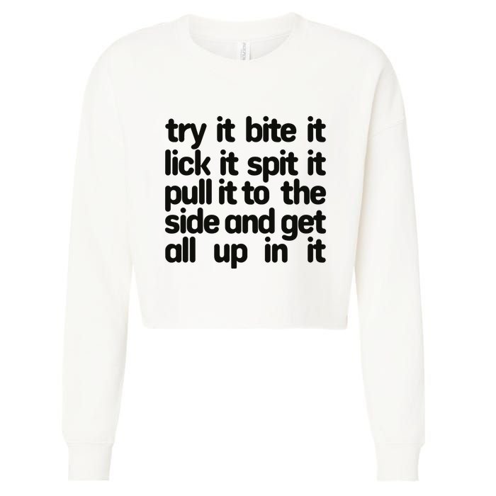 Hard222soft Try It Bite It Lick It Spit It Pull It To The Side And Get All Up In Cropped Pullover Crew