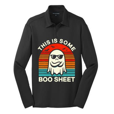 Halloween This Is Some Boo Sheet Silk Touch Performance Long Sleeve Polo