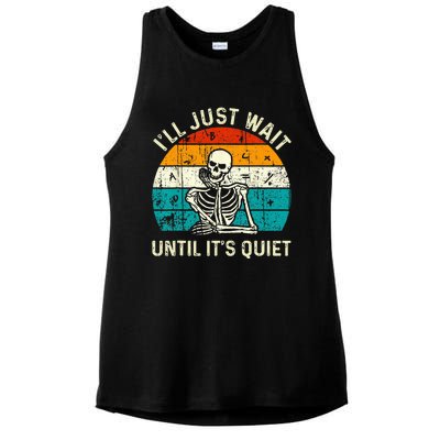 Halloween Teacher Ill Just Wait Until Its Quiet Skeleton Ladies PosiCharge Tri-Blend Wicking Tank