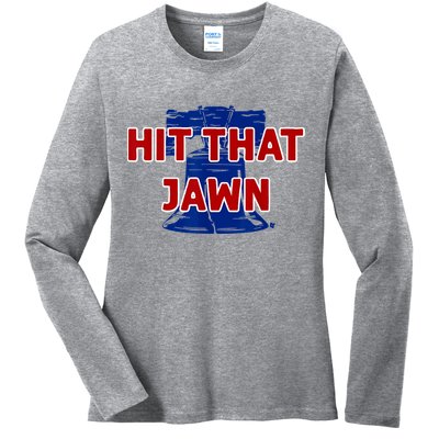 Hit That Jawn Philadelphia Baseball Ladies Long Sleeve Shirt