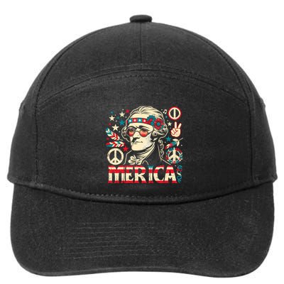 Hippie Thomas Jefferson July 4th Us Flag Merica Groovy Decor Gift 7-Panel Snapback Hat