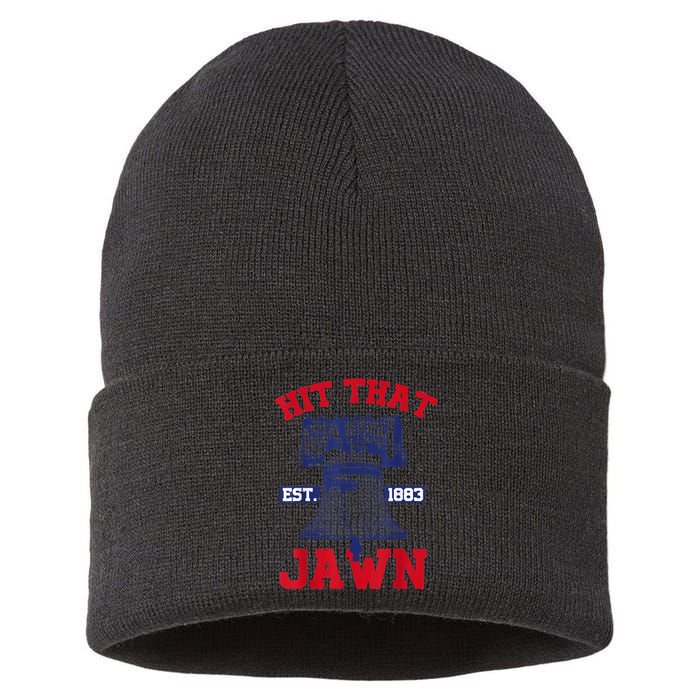 Hit That Jawn - Philadelphia Philly Baseball Funny Saying Sustainable Knit Beanie