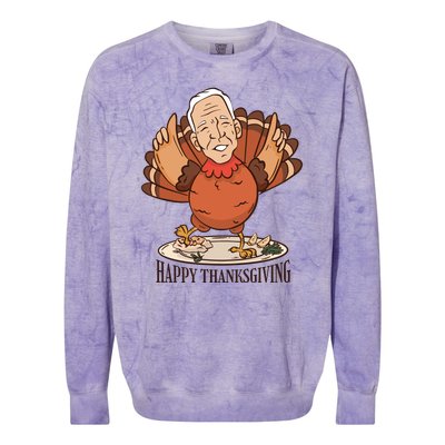 Happy Thanksgiving Joe Bide Turkey Colorblast Crewneck Sweatshirt