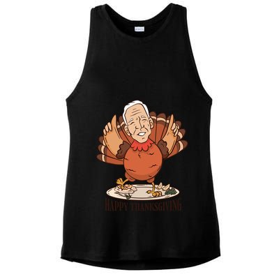 Happy Thanksgiving Joe Bide Turkey Ladies PosiCharge Tri-Blend Wicking Tank