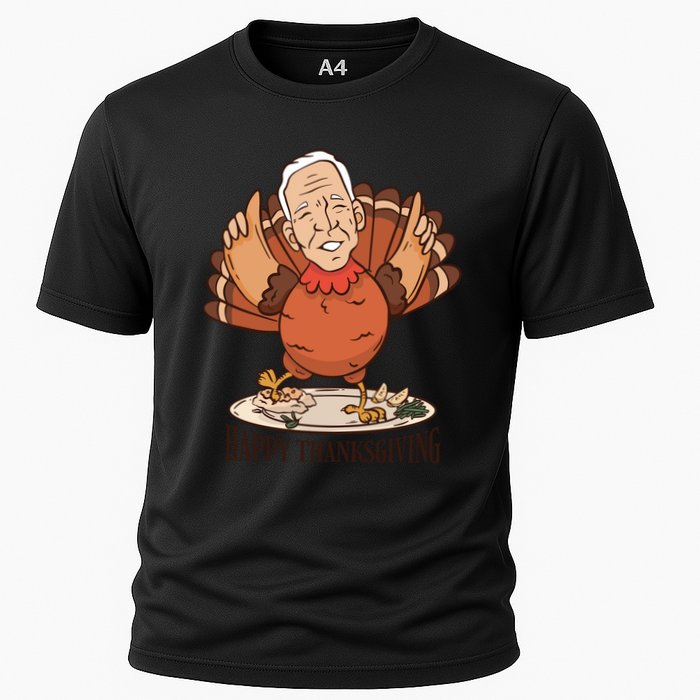 Happy Thanksgiving Joe Bide Turkey Cooling Performance Crew T-Shirt