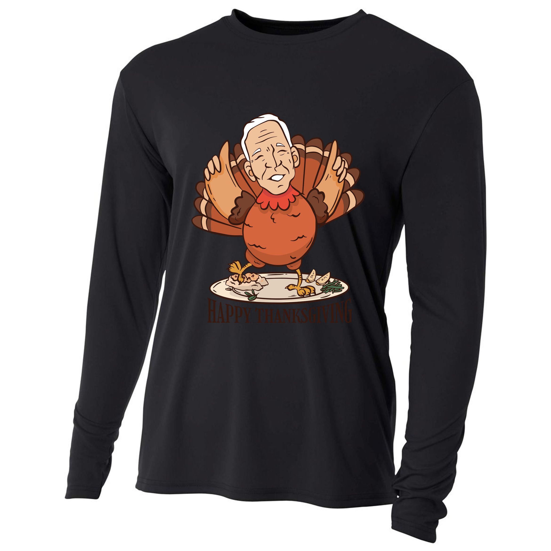 Happy Thanksgiving Joe Bide Turkey Cooling Performance Long Sleeve Crew