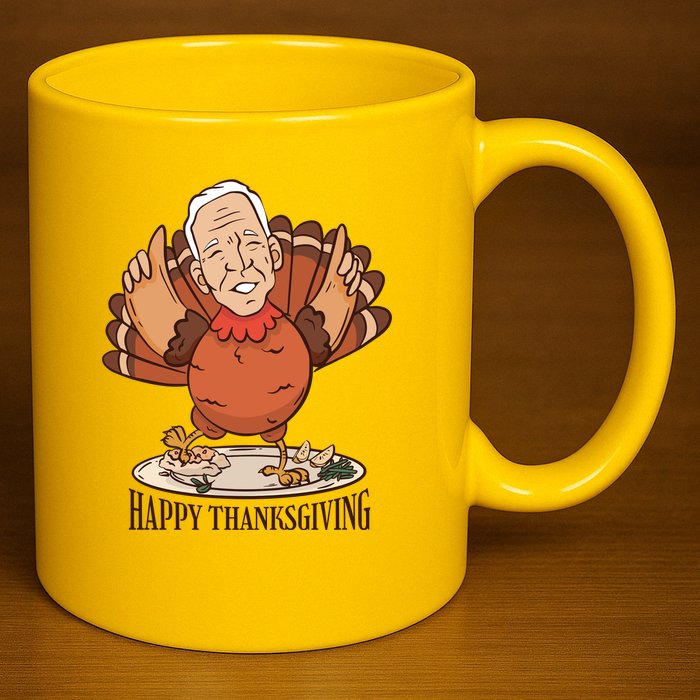 Happy Thanksgiving Joe Bide Turkey 11oz C Handle Ceramic Mug