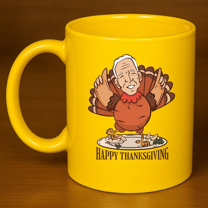 Happy Thanksgiving Joe Bide Turkey 11oz C Handle Ceramic Mug
