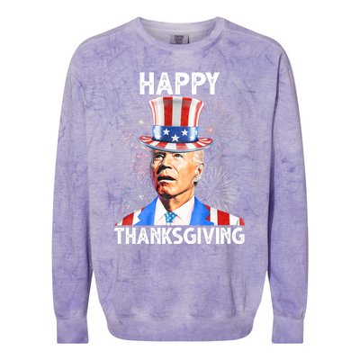 Happy Thanksgiving Joe Biden Firework Patriotic 4th Of July Colorblast Crewneck Sweatshirt